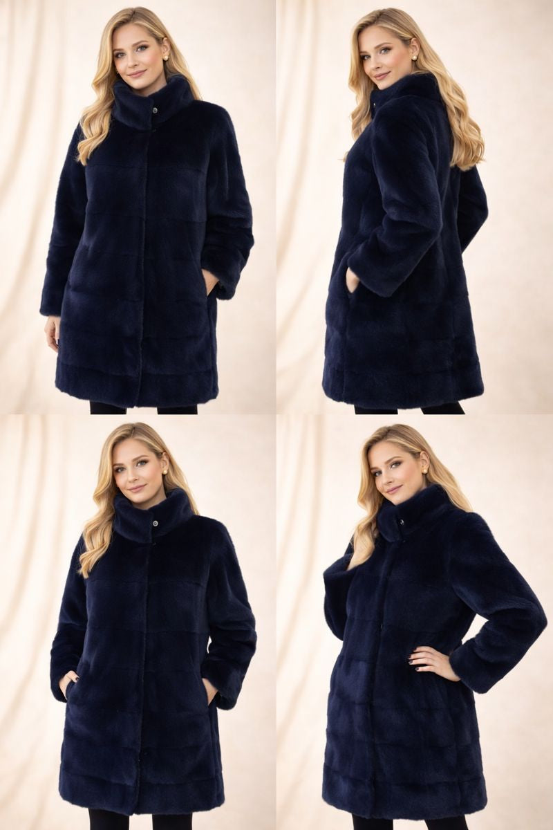 Giacca visone blu notte